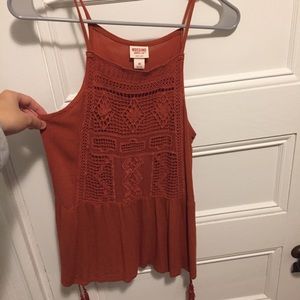 Delicate crochet apron peplum top